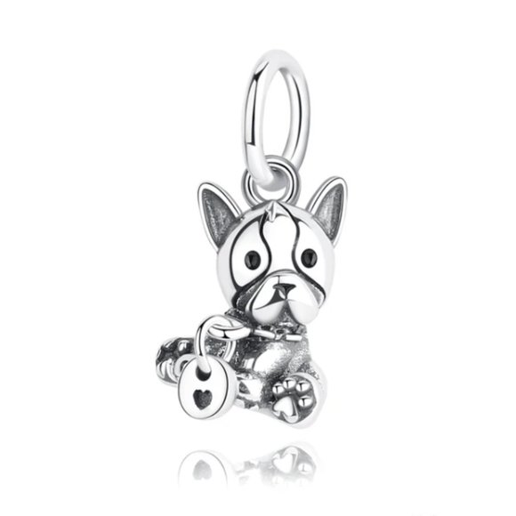 Puppy Dog Pet Dangle Bracelet Charm #2 - S925 Sterling Silver Fits Pandora - Picture 1 of 5